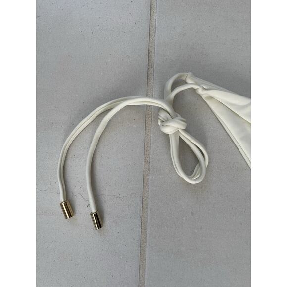 Monday Swimwear Swim VV 14/16 String Bikini Bottom Ivory Gold Swimwear - Picture 3 of 8